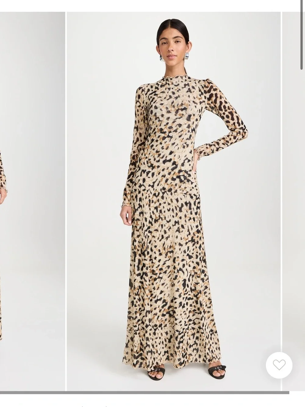 RESA Beige and Black Leopard Print Long-Sleeve Maxi Dress - Picture 1 of 3